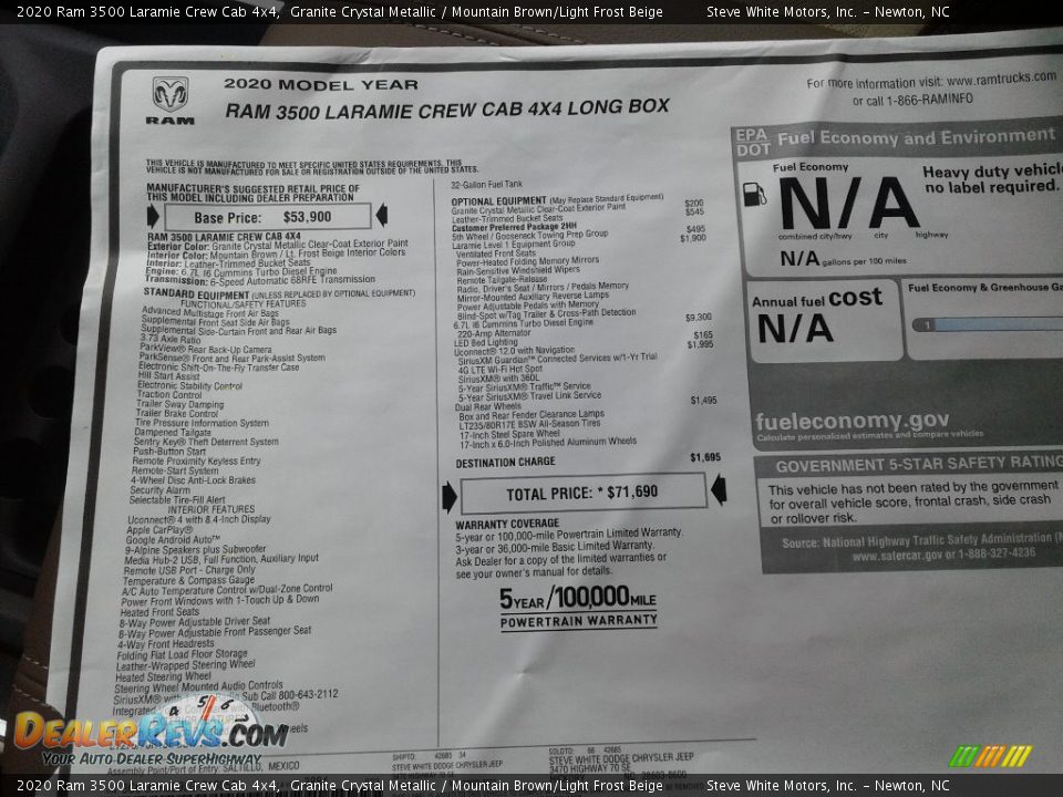 2020 Ram 3500 Laramie Crew Cab 4x4 Granite Crystal Metallic / Mountain Brown/Light Frost Beige Photo #33