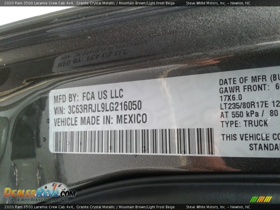 2020 Ram 3500 Laramie Crew Cab 4x4 Granite Crystal Metallic / Mountain Brown/Light Frost Beige Photo #35