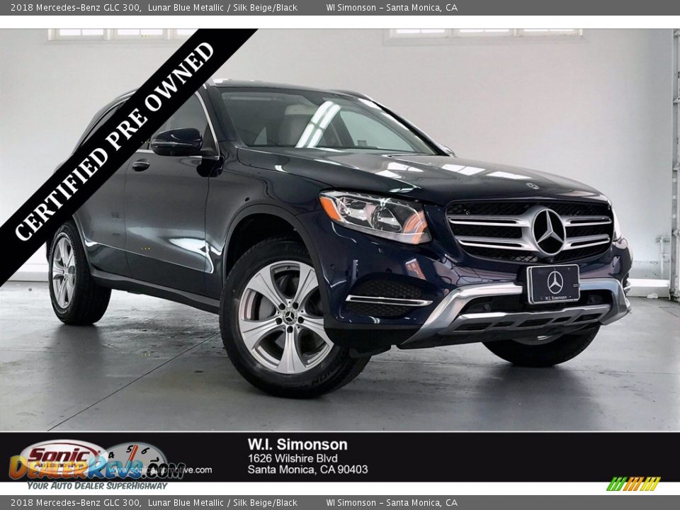 2018 Mercedes-Benz GLC 300 Lunar Blue Metallic / Silk Beige/Black Photo #1