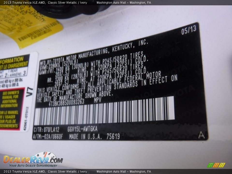 2013 Toyota Venza XLE AWD Classic Silver Metallic / Ivory Photo #29