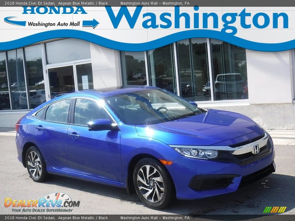 2018 Honda Civic EX Sedan Aegean Blue Metallic / Black Photo #1