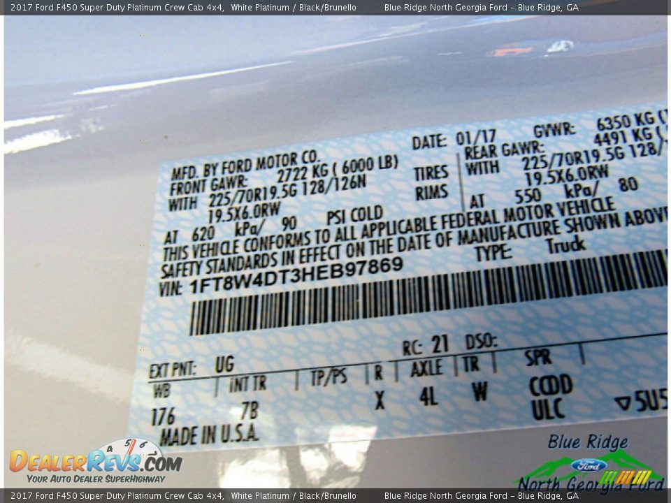2017 Ford F450 Super Duty Platinum Crew Cab 4x4 White Platinum / Black/Brunello Photo #29