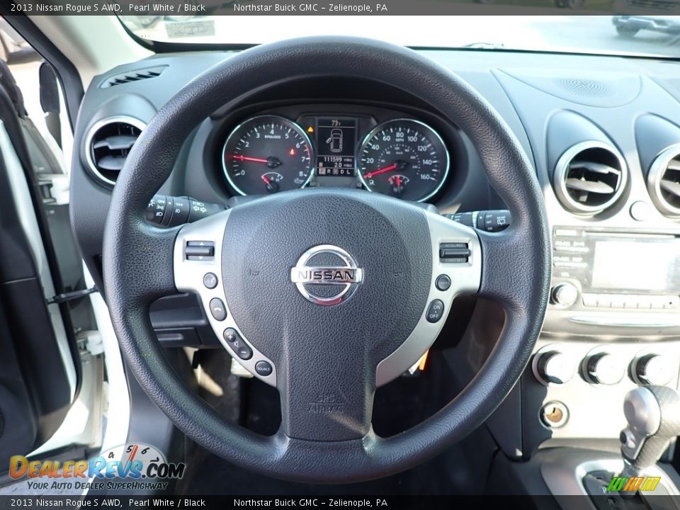 2013 Nissan Rogue S AWD Pearl White / Black Photo #23
