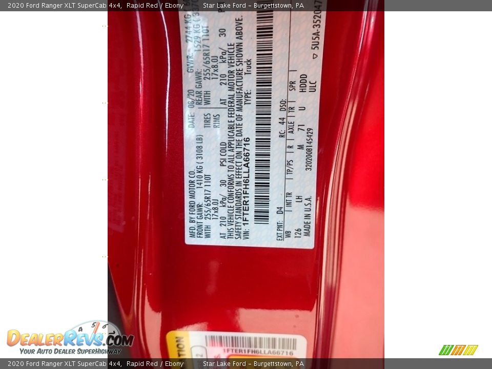 2020 Ford Ranger XLT SuperCab 4x4 Rapid Red / Ebony Photo #15