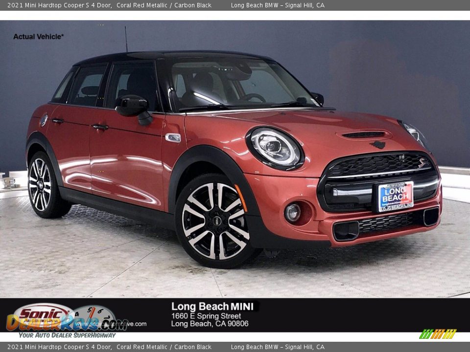 2021 Mini Hardtop Cooper S 4 Door Coral Red Metallic / Carbon Black Photo #1