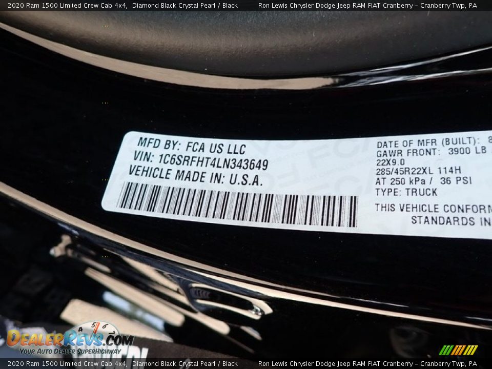 2020 Ram 1500 Limited Crew Cab 4x4 Diamond Black Crystal Pearl / Black Photo #11