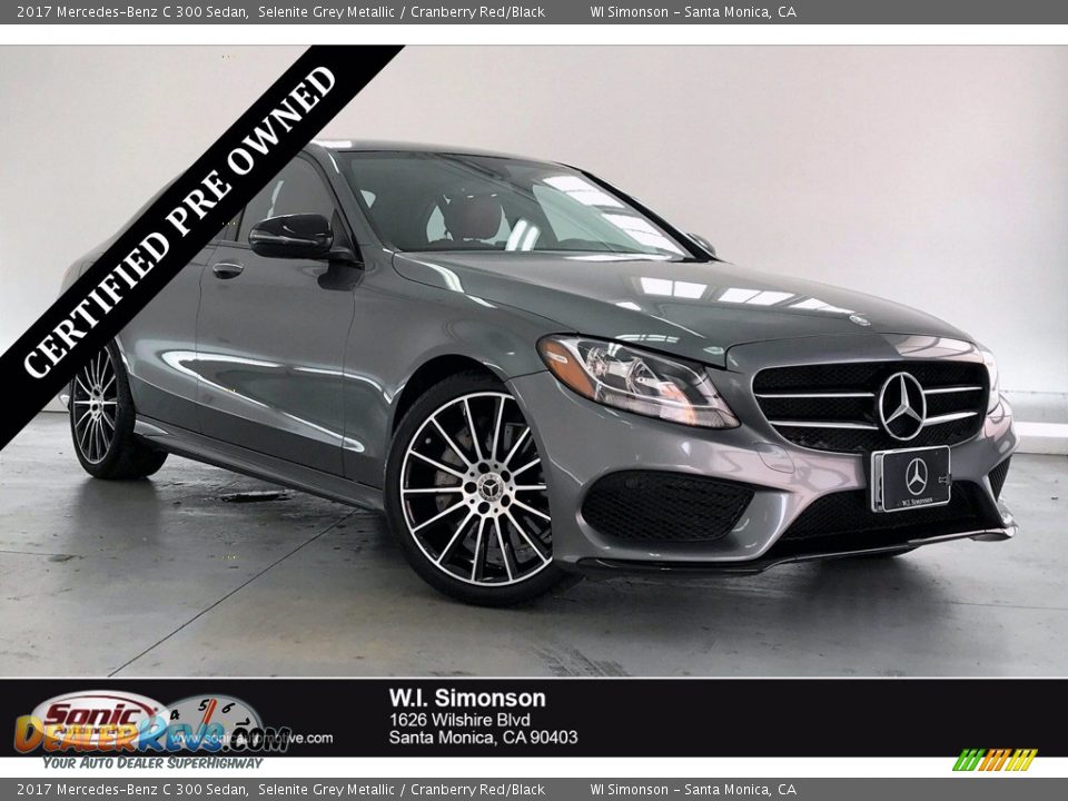 2017 Mercedes-Benz C 300 Sedan Selenite Grey Metallic / Cranberry Red/Black Photo #1