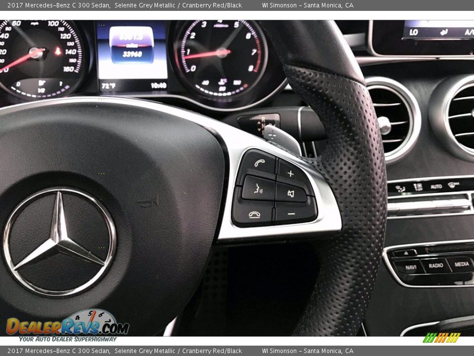 2017 Mercedes-Benz C 300 Sedan Selenite Grey Metallic / Cranberry Red/Black Photo #19