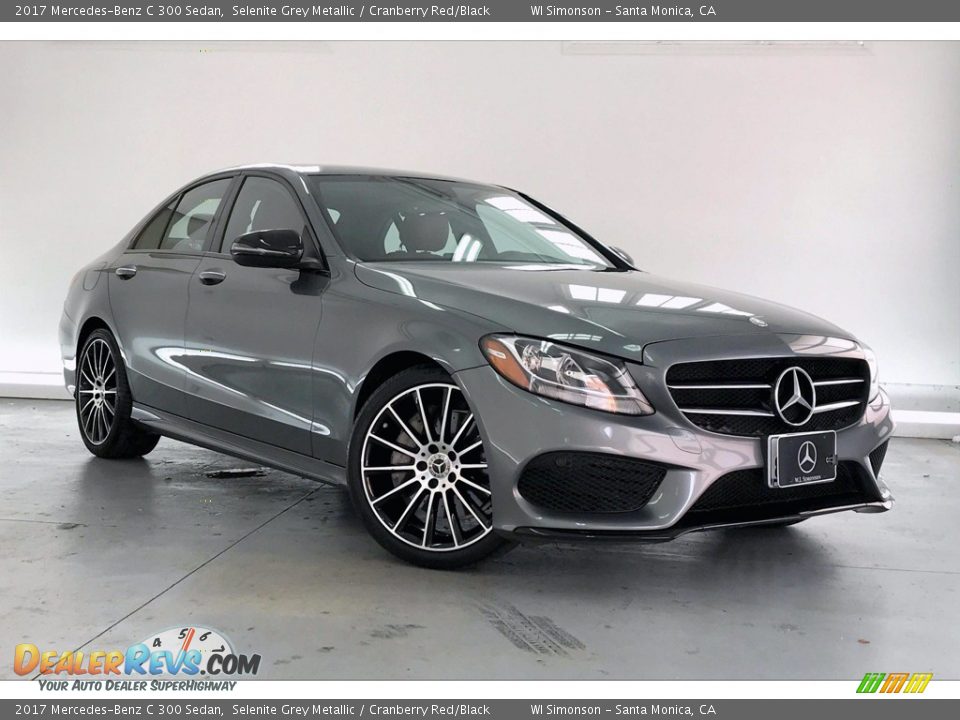 2017 Mercedes-Benz C 300 Sedan Selenite Grey Metallic / Cranberry Red/Black Photo #34