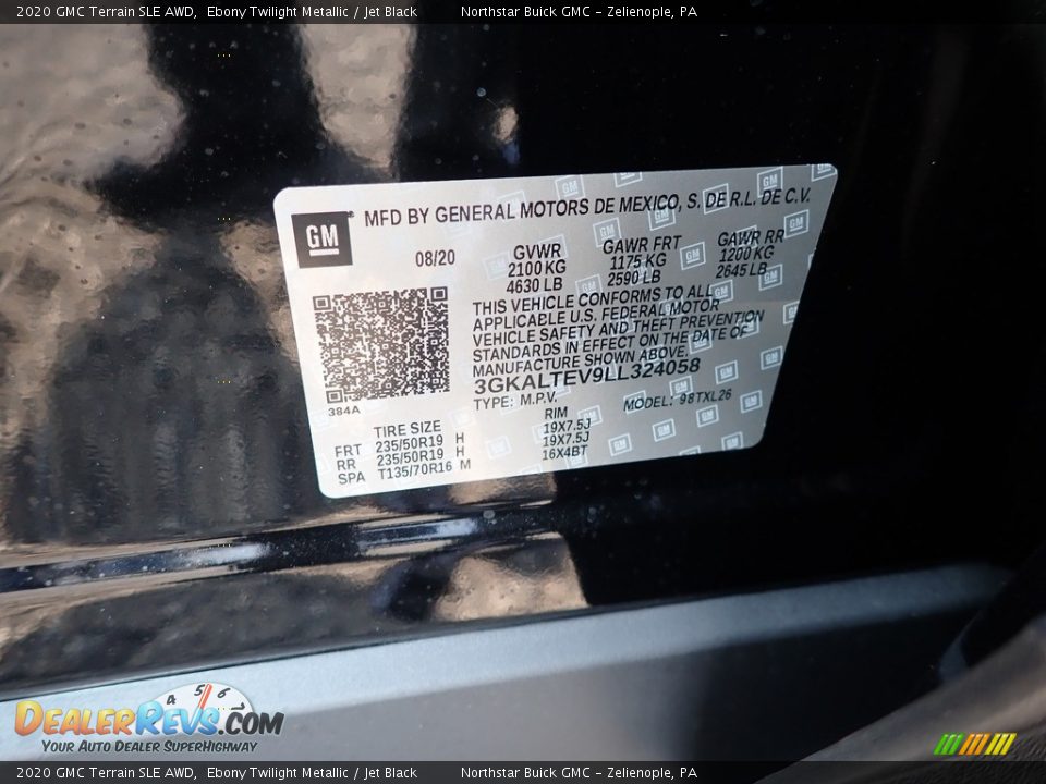 2020 GMC Terrain SLE AWD Ebony Twilight Metallic / Jet Black Photo #11
