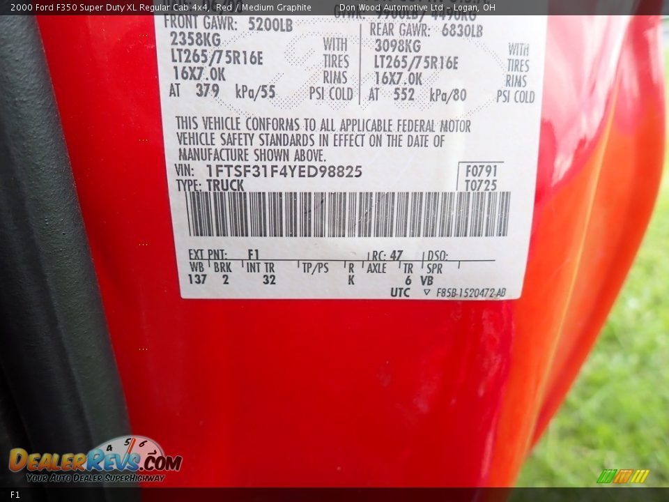 Ford Color Code F1 Red