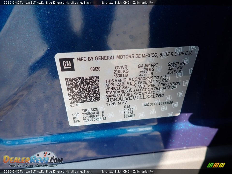 2020 GMC Terrain SLT AWD Blue Emerald Metallic / Jet Black Photo #11