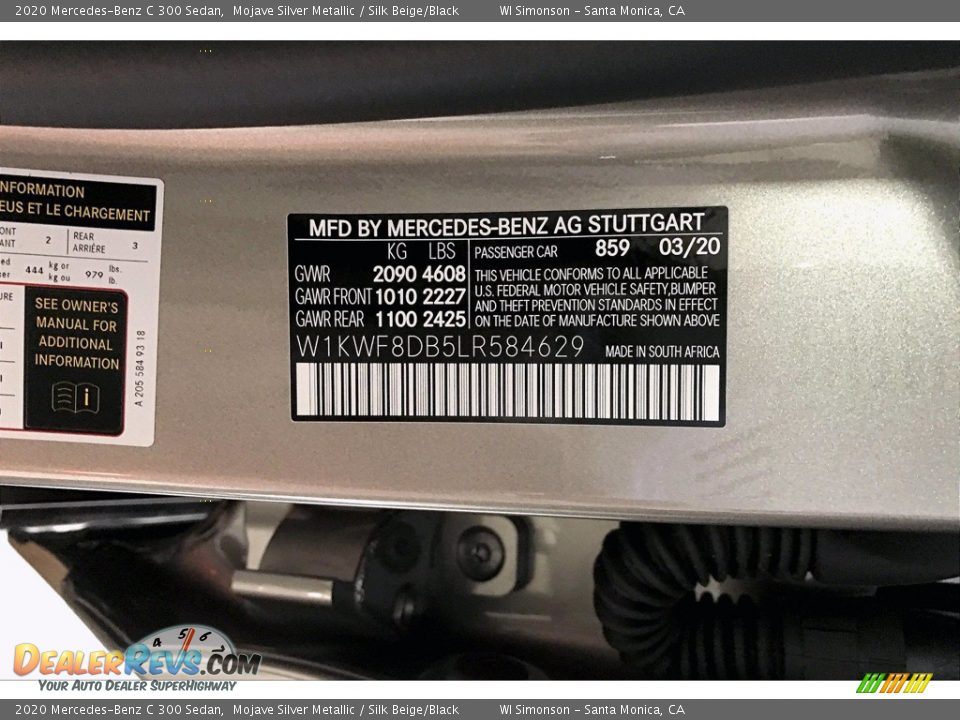 2020 Mercedes-Benz C 300 Sedan Mojave Silver Metallic / Silk Beige/Black Photo #12