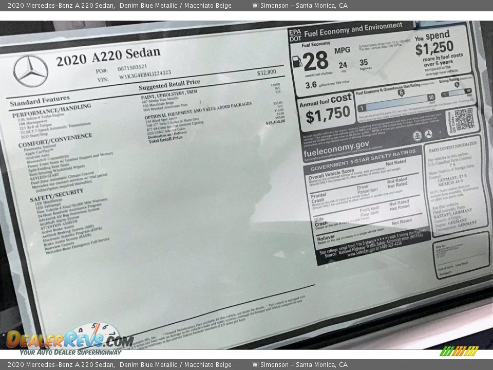 2020 Mercedes-Benz A 220 Sedan Denim Blue Metallic / Macchiato Beige Photo #11