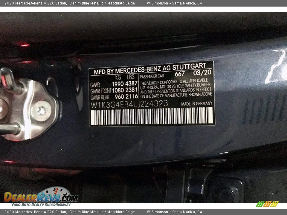 2020 Mercedes-Benz A 220 Sedan Denim Blue Metallic / Macchiato Beige Photo #12