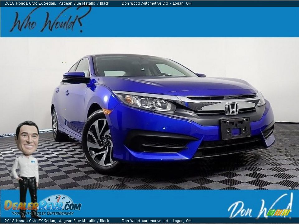 2018 Honda Civic EX Sedan Aegean Blue Metallic / Black Photo #1