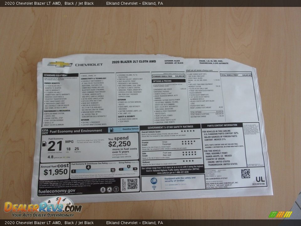 2020 Chevrolet Blazer LT AWD Black / Jet Black Photo #34