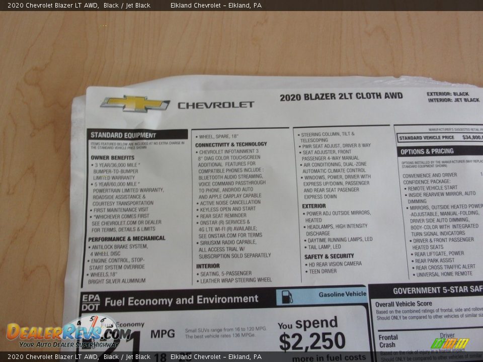 2020 Chevrolet Blazer LT AWD Black / Jet Black Photo #35