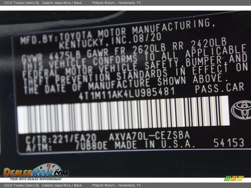 2020 Toyota Camry SE Galactic Aqua Mica / Black Photo #24