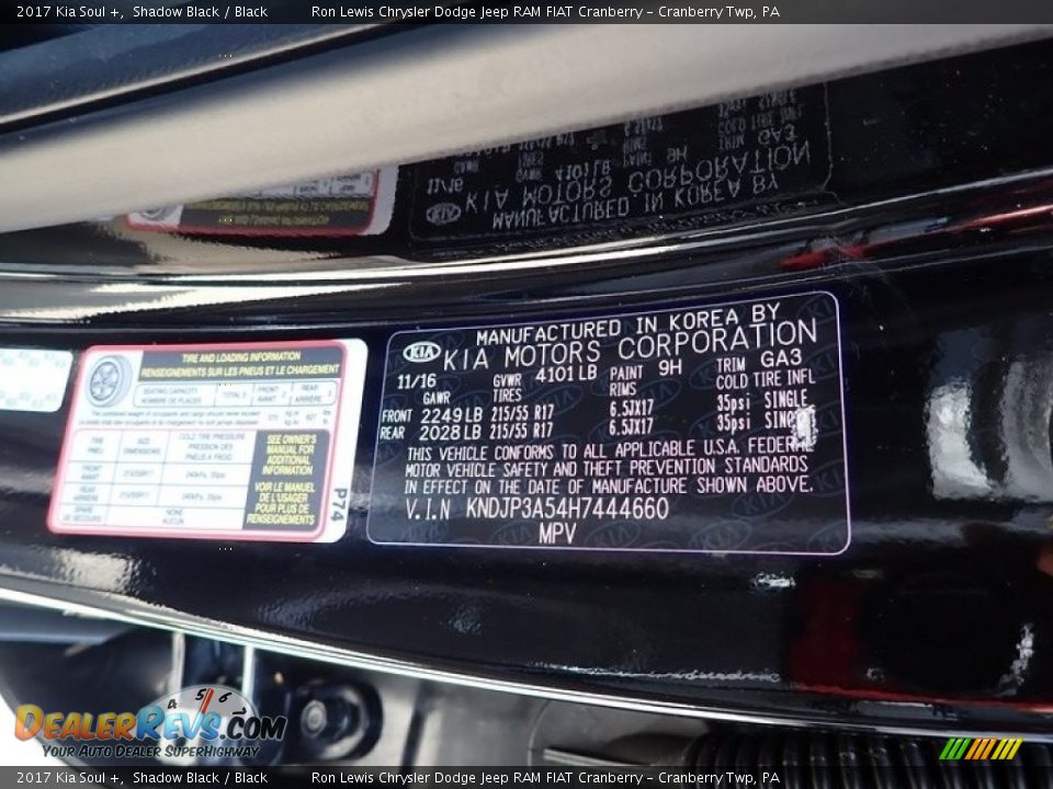 2017 Kia Soul + Shadow Black / Black Photo #11