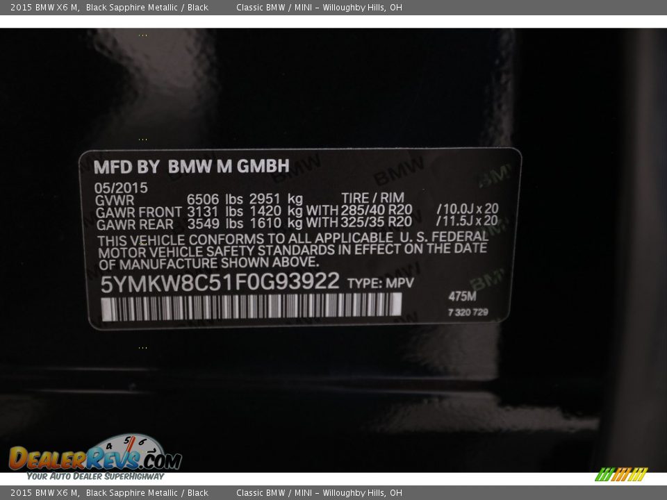 2015 BMW X6 M Black Sapphire Metallic / Black Photo #28