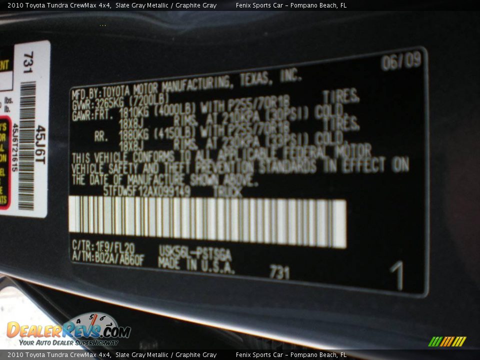 2010 Toyota Tundra CrewMax 4x4 Slate Gray Metallic / Graphite Gray Photo #36
