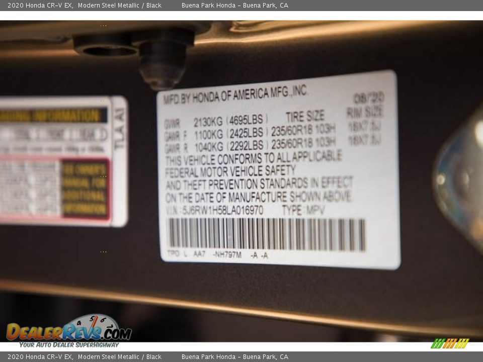 2020 Honda CR-V EX Modern Steel Metallic / Black Photo #28