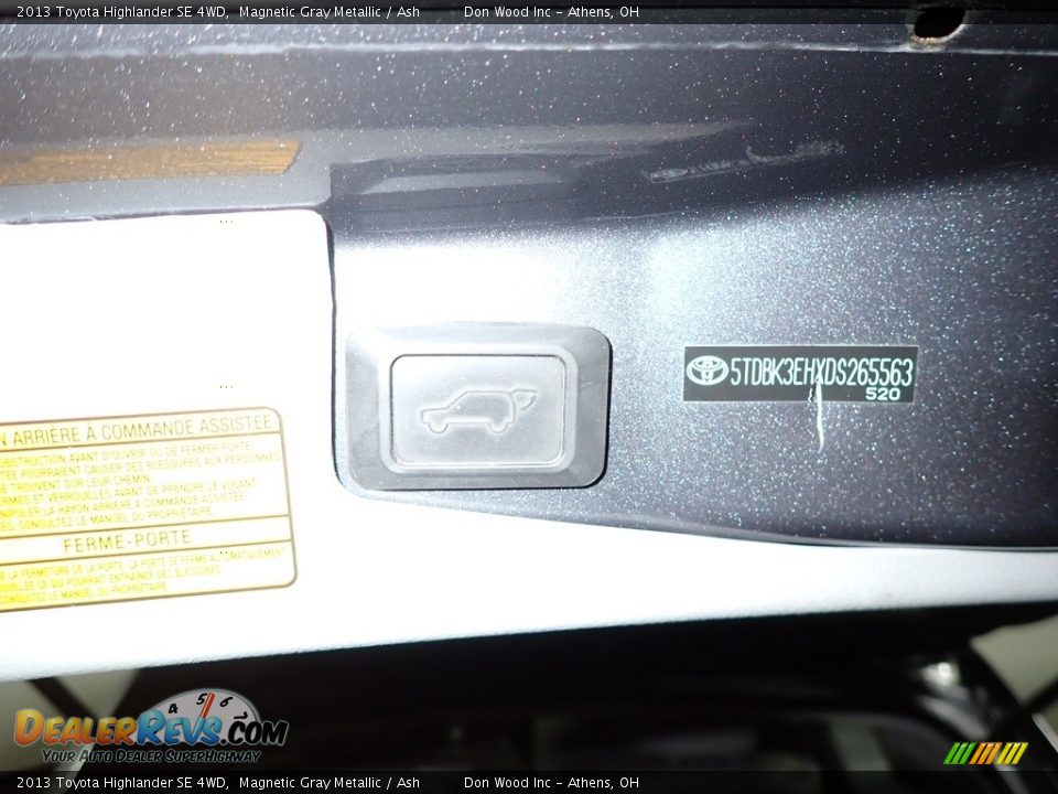2013 Toyota Highlander SE 4WD Magnetic Gray Metallic / Ash Photo #15