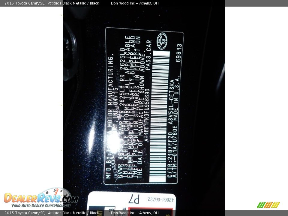 2015 Toyota Camry SE Attitude Black Metallic / Black Photo #32