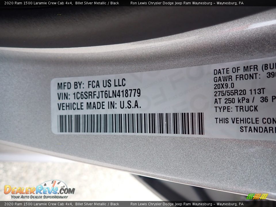 2020 Ram 1500 Laramie Crew Cab 4x4 Billet Silver Metallic / Black Photo #15