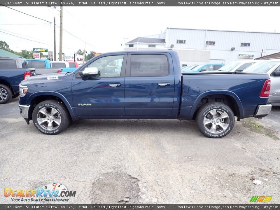 2020 Ram 1500 Laramie Crew Cab 4x4 Patriot Blue Pearl / Light Frost Beige/Mountain Brown Photo #3