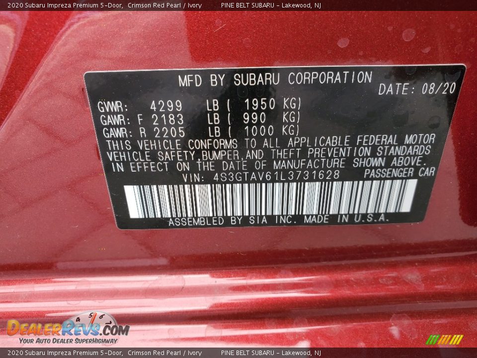 2020 Subaru Impreza Premium 5-Door Crimson Red Pearl / Ivory Photo #14