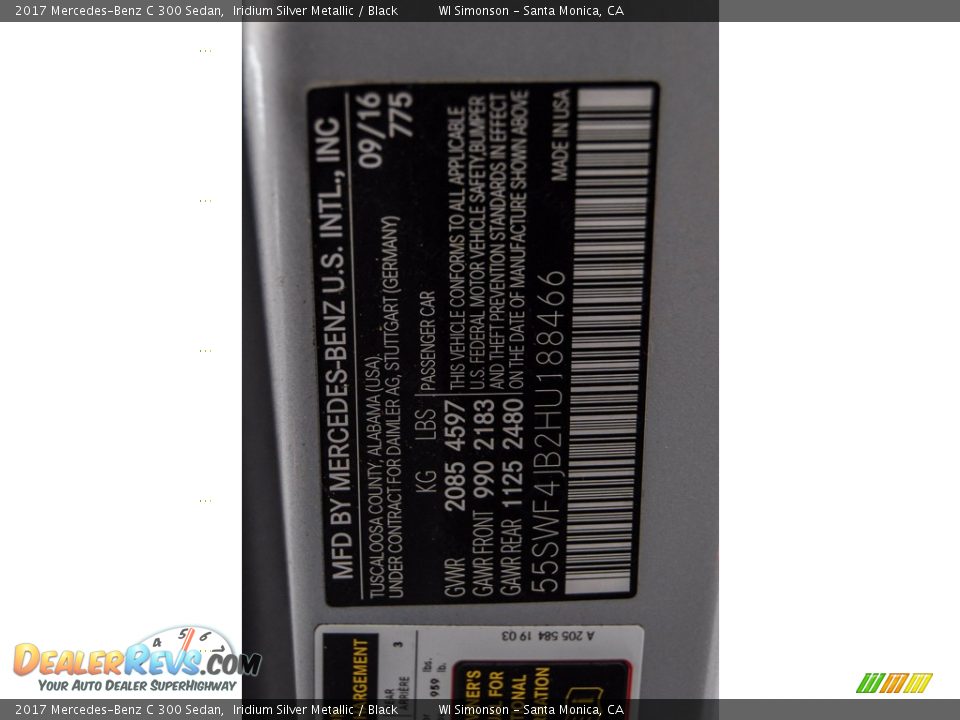 2017 Mercedes-Benz C 300 Sedan Iridium Silver Metallic / Black Photo #19