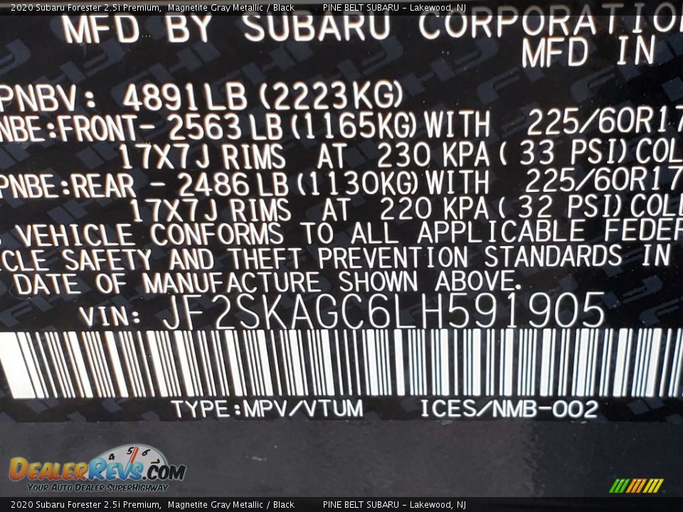 2020 Subaru Forester 2.5i Premium Magnetite Gray Metallic / Black Photo #14
