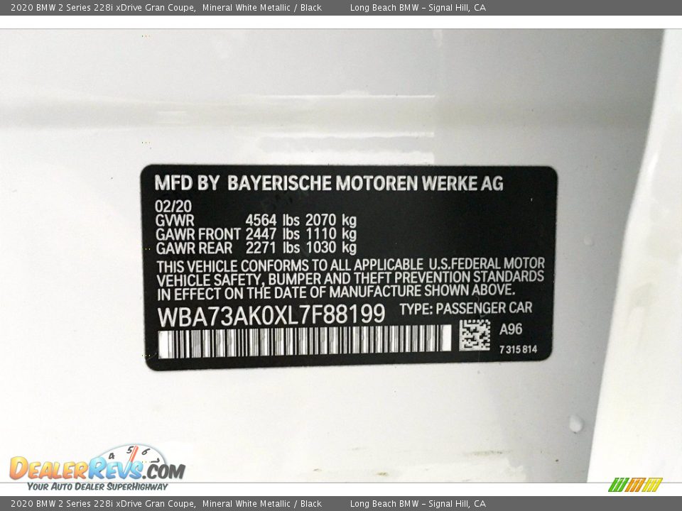 2020 BMW 2 Series 228i xDrive Gran Coupe Mineral White Metallic / Black Photo #18