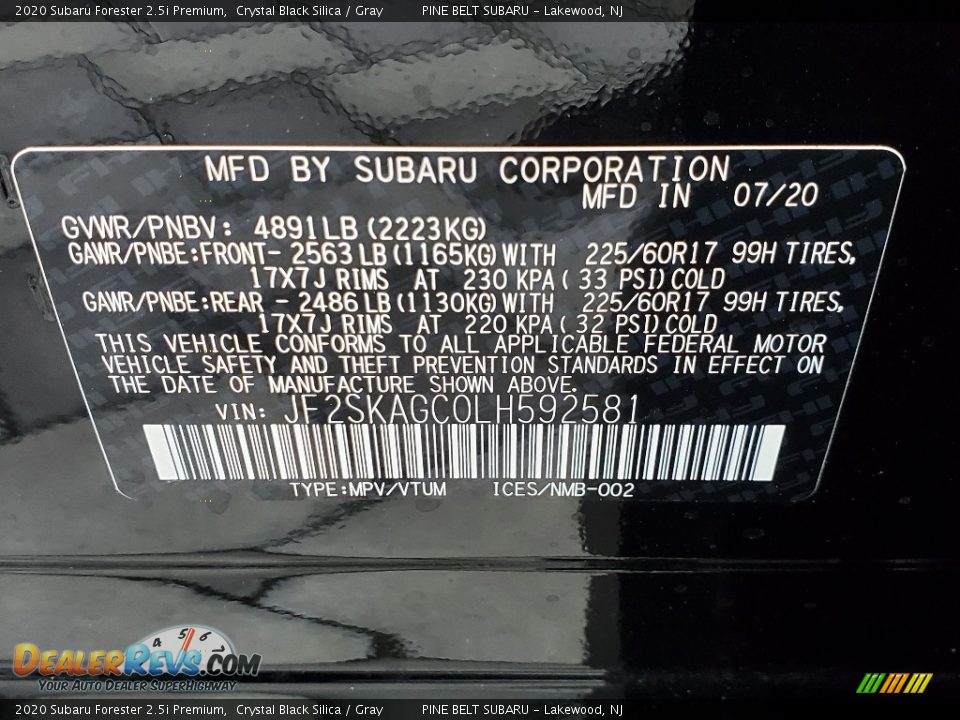 2020 Subaru Forester 2.5i Premium Crystal Black Silica / Gray Photo #14