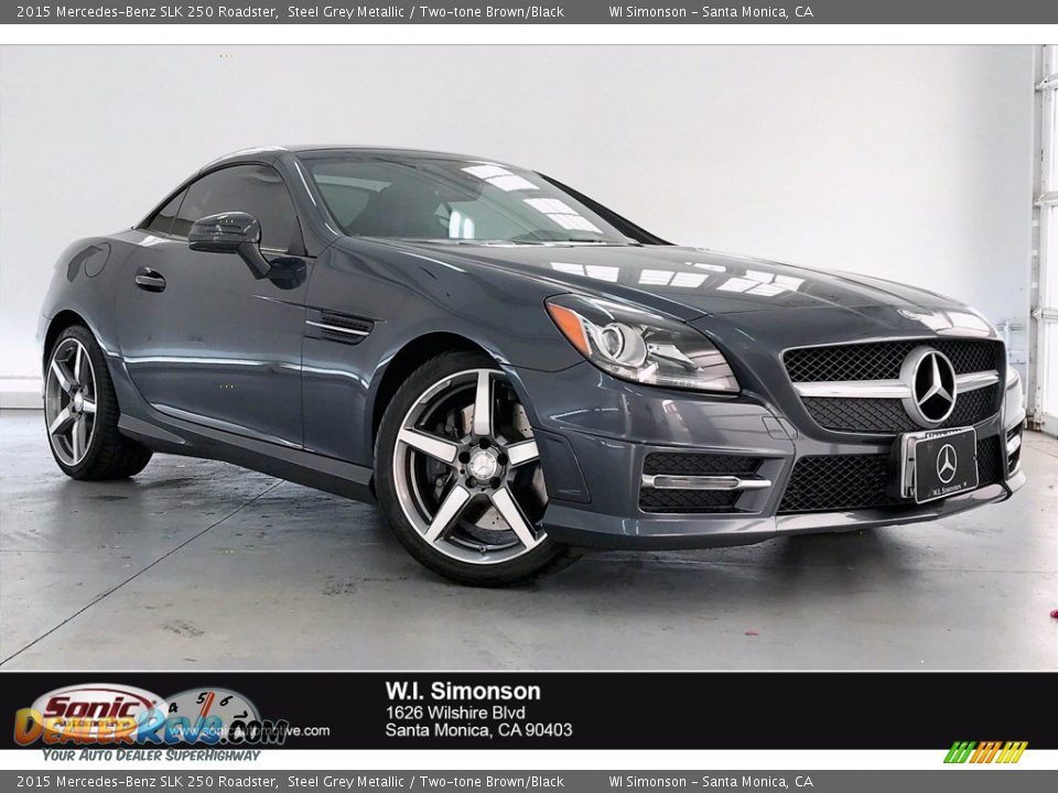 2015 Mercedes-Benz SLK 250 Roadster Steel Grey Metallic / Two-tone Brown/Black Photo #1