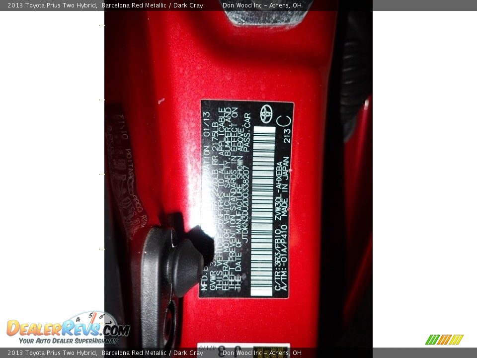 2013 Toyota Prius Two Hybrid Barcelona Red Metallic / Dark Gray Photo #32