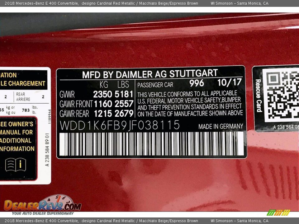 2018 Mercedes-Benz E 400 Convertible designo Cardinal Red Metallic / Macchiato Beige/Espresso Brown Photo #24