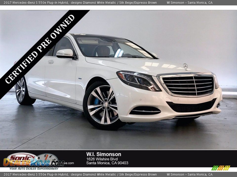 2017 Mercedes-Benz S 550e Plug-In Hybrid designo Diamond White Metallic / Silk Beige/Espresso Brown Photo #1