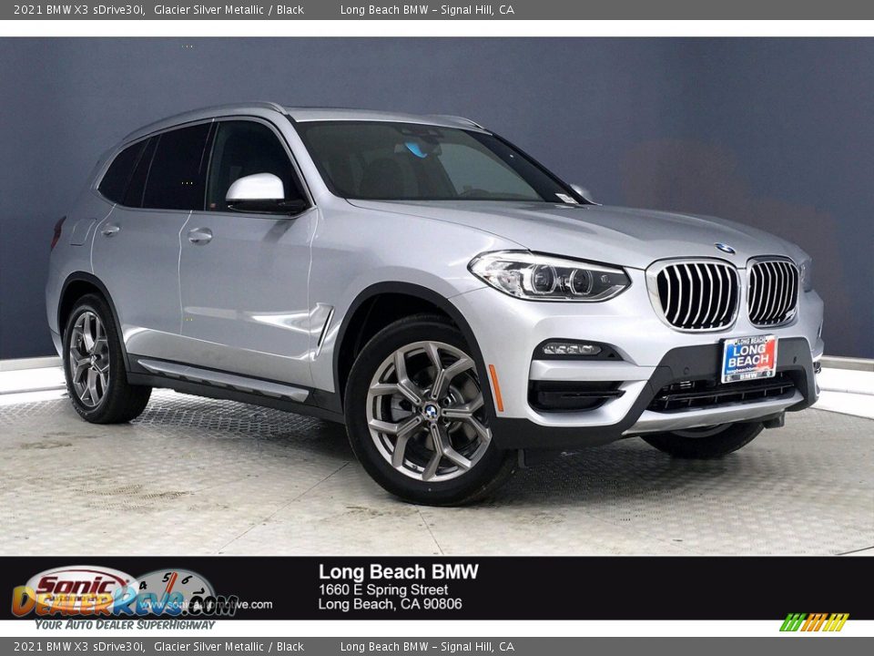 2021 BMW X3 sDrive30i Glacier Silver Metallic / Black Photo #1