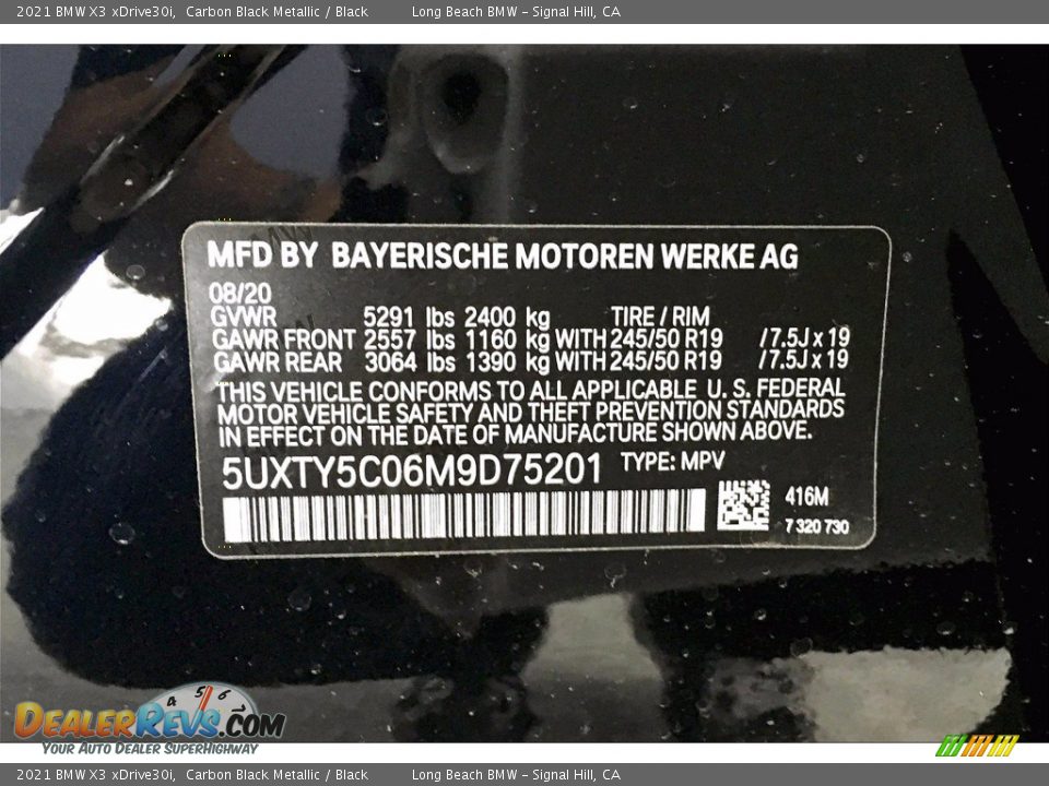 2021 BMW X3 xDrive30i Carbon Black Metallic / Black Photo #18