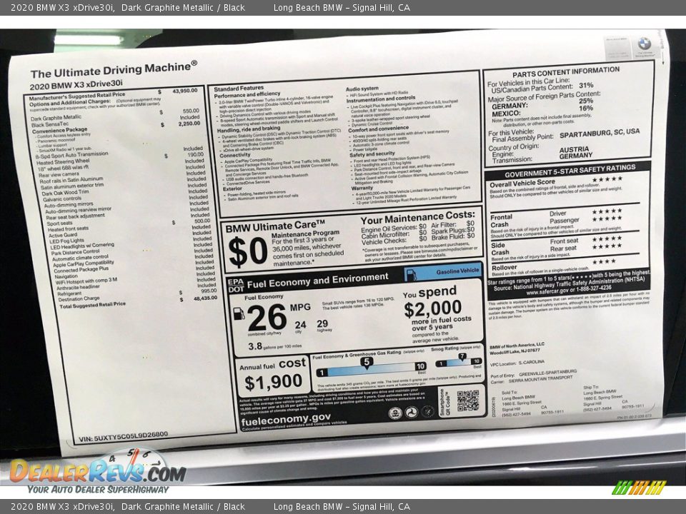 2020 BMW X3 xDrive30i Dark Graphite Metallic / Black Photo #17