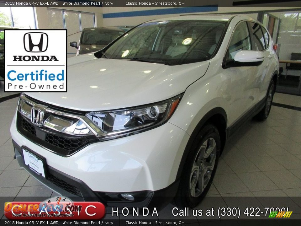 2018 Honda CR-V EX-L AWD White Diamond Pearl / Ivory Photo #1