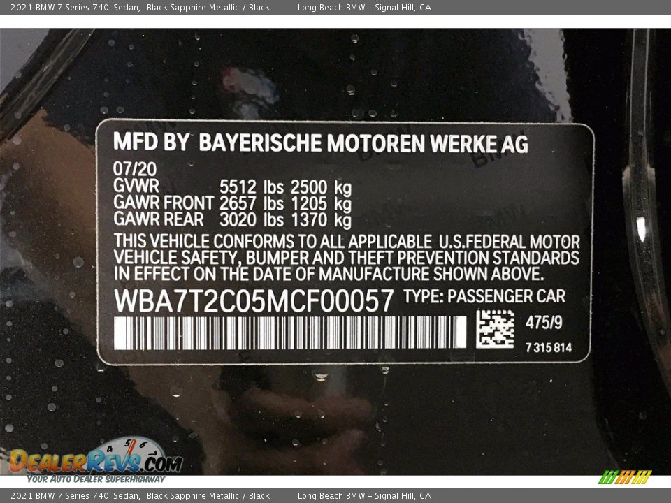 2021 BMW 7 Series 740i Sedan Black Sapphire Metallic / Black Photo #18