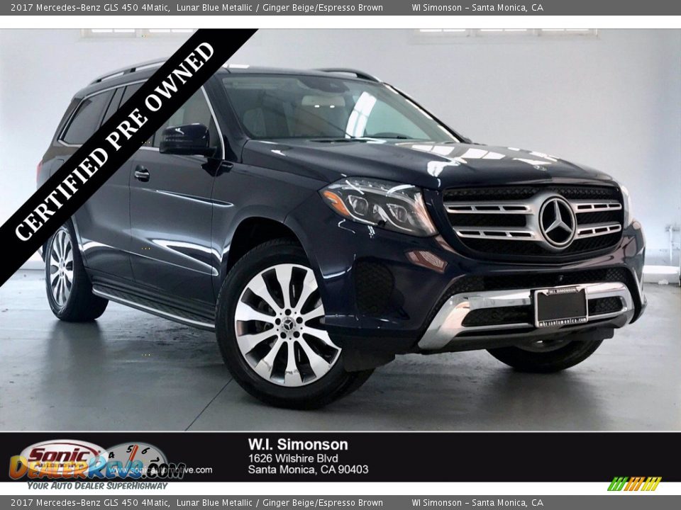 2017 Mercedes-Benz GLS 450 4Matic Lunar Blue Metallic / Ginger Beige/Espresso Brown Photo #1