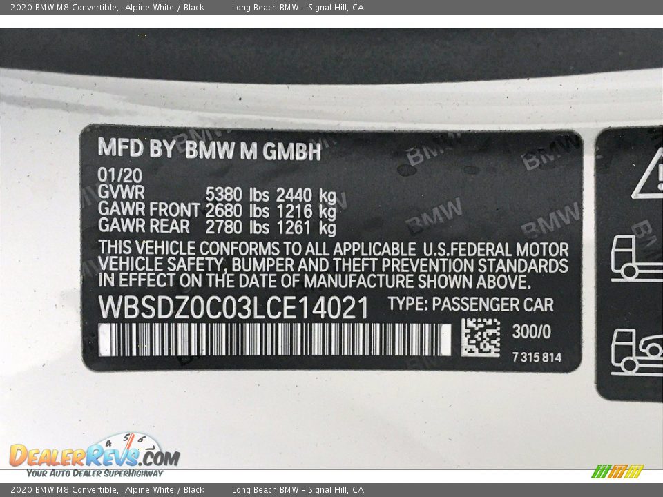 2020 BMW M8 Convertible Alpine White / Black Photo #18