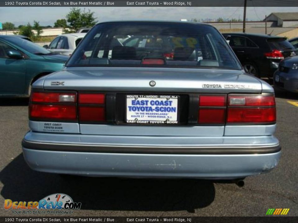 1992 Toyota Corolla DX Sedan Ice Blue Pearl Metallic / Blue Photo #4