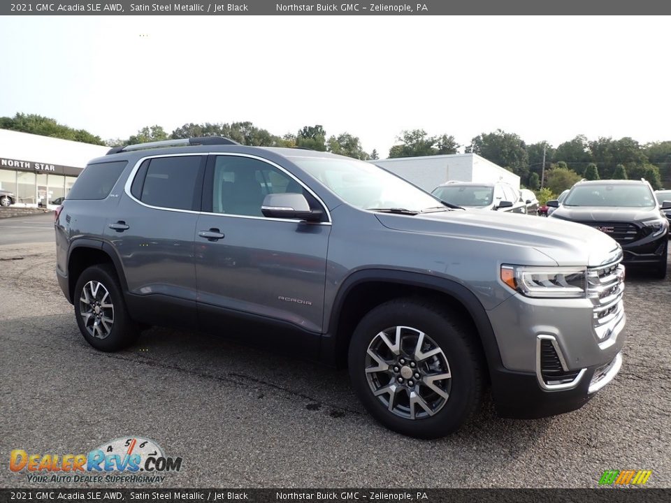 Satin Steel Metallic 2021 GMC Acadia SLE AWD Photo #3