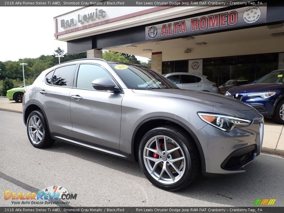 2018 Alfa Romeo Stelvio Ti AWD Stromboli Gray Metallic / Black/Red Photo #9